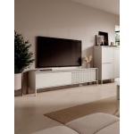 Comodă TV champagne 187 cm cu 2 compartimente, design modern minimalist pentru living STRIA