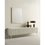 Comodă TV casmir 195 cm cu 4 uși rabatabile și sistem push-to-open, design modern minimalist pentru living RIVA