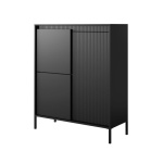 Comodă înaltă grafit 103 cm cu 3 compartimente și sistem push-to-open, design modern minimalist cu finisaj mat și riflaje decorative, înălțime 124 cm STRIA - imagine 2