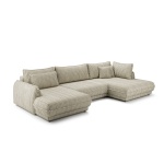 Colțar extensibil în U, cu ladă depozitare, arcuri sinusoidale și spumă HR, design premium modern, 370 cm TORRO - imagine 4