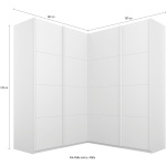 Dressing pe colț 181x187 cm, 4 uși glisante cu oglinda, compartimentare premium, culoare gri matase, 210 cm înălțime - imagine 3