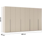 Dulap 400 cm lățime, 8 uși batante, culoare champagne, 223 cm înălțime, compartimentare practică pentru dormitor - imagine 2