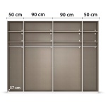 Dressing 281 cm lungime, 3 uși glisante, culoare champagne / stejar, premium, 223 cm înălțime, compartimentare premium - imagine 5