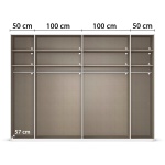 Dressing 301 cm lungime, 3 uși glisante, culoare champagne / stejar, premium, 223 cm înălțime, compartimentare premium - imagine 3
