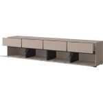 Comodă TV 225 cm latime, 4 sertare, 4 uși batante, culoare bej inchis, 48 cm inaltime - imagine 4