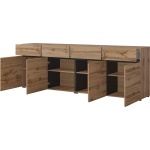 Comodă 225 cm latime, 4 sertare, 4 uși batante, culoare stejar artizanal, 78 cm inaltime - imagine 2