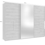 Dressing 270 cm lățime, 3 uși glisante, 6 sertare, culoare grafit / stejar, 208 cm înălțime, compartimentare practică pentru dormitor - imagine 2