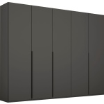 Dulap 251 cm lățime, 5 uși batante, compartimentare premium, culoare grafit, 223 cm înălțime - imagine 7