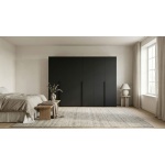 Dulap 301 cm lățime, 6 uși batante, culoare neagra, finisaj mat, 223 cm înălțime, compartimentare premium