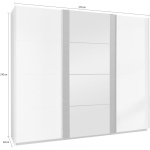 Dressing 270 cm lățime, 3 uși glisante, culoare alb / gri antracit, finisaj metalic, 210 cm înălțime, compartimentare premium - imagine 4