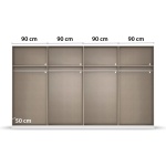 Dulap 360 cm lungime, 8 uși batante, culoare champagne, finisaj mat, mânere negru mat, 229 cm înălțime, compartimentare premium - imagine 2