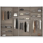 Dressing 315 cm lățime, 3 uși glisante, oglindă pe mijloc, culoare alb alpin / gri antracit, compartimentare premium, 229 cm înălțime - imagine 3