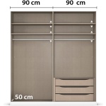 Dulap 181 cm lungime, 4 uși batante, culoare alb, finisaj mat, mânere negru mat, 229 cm înălțime, compartimentare premium - imagine 4