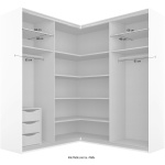 Dressing pe colț 181x187 cm, 4 uși glisante cu oglinda, compartimentare premium, culoare gri matase, 210 cm înălțime - imagine 5