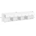 Comodă TV 225 cm latime, 4 sertare, 4 uși batante, culoare bej inchis, 48 cm inaltime - imagine 3