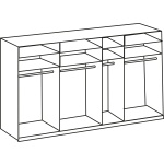 Dressing 350 cm lățime, 4 uși glisante, culoare alb alpin / stejar, 236 cm înălțime, compartimentare practică pentru dormitor - imagine 2
