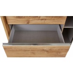 Dressing 300 cm lățime, 3 uși glisante, 6 sertare, finisaj stejar, 236 cm înălțime, compartimentare practică pentru dormitor - imagine 2