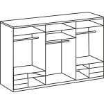 Dressing 300 cm lățime, 3 uși glisante, 6 sertare, finisaj stejar, 236 cm înălțime, compartimentare practică pentru dormitor - imagine 3