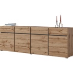 Comodă 225 cm latime, 4 sertare, 4 uși batante, culoare stejar artizanal, 78 cm inaltime - imagine 3