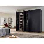 Dulap 251 cm lățime, 5 uși batante, compartimentare premium, culoare grafit, 223 cm înălțime - imagine 2
