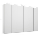 Dulap 301 cm lățime, 6 uși batante, culoare alb alpin / gri antracit, 223 cm înălțime, compartimentare premium - imagine 5