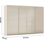 Dressing 315 cm lățime, 3 uși glisante, fronturi sticlă, culoare champagne, 229 cm înălțime - imagine 2