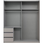 Dressing 168 cm lățime, o ușa glisanta cu oglindă centrală, 3 sertare, culoare gri matase, 198 cm înălțime, compartimentare practică pentru dormitor - imagine 3