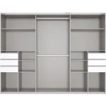 Dressing 270 cm lățime, 3 uși glisante, 6 sertare, culoare alb alpin, 208 cm înălțime, compartimentare practică pentru dormitor - imagine 2