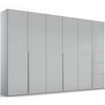 Dulap 301 cm lățime, 6 uși batante, culoare gri matase, fronturi sticla, 223 cm înălțime, compartimentare premium - imagine 2