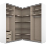 Dressing pe colț 181x187 cm, 4 uși glisante cu oglinda, compartimentare premium, culoare gri matase, 210 cm înălțime - imagine 6