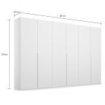 Dulap 301 cm lățime, 6 uși batante, culoare gri matase, fronturi sticla, 223 cm înălțime, compartimentare premium - imagine 4