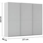 Dressing 271 cm lățime, 3 uși glisante, culoare gri matase, 223 cm înălțime, compartimentare premium - imagine 3
