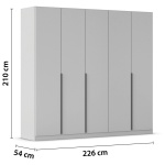 Dulap 226 cm lățime, culoare champagne, 6 uși batante, 210 cm înălțime, compartimentare premium - imagine 5