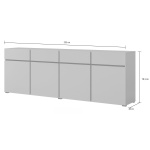 Comodă 225 cm latime, 4 sertare, 4 uși batante, culoare bej inchis, 78 cm inaltime - imagine 6