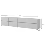 Comodă TV 225 cm latime, 4 sertare, 4 uși batante, culoare bej inchis, 48 cm inaltime - imagine 2