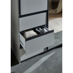 Dressing 168 cm lățime, o ușa glisanta cu oglindă centrală, 3 sertare, culoare gri matase, 198 cm înălțime, compartimentare practică pentru dormitor - imagine 2
