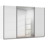 Dressing 315 cm lățime, 3 uși glisante, oglindă pe mijloc, culoare alb alpin / gri antracit, compartimentare premium, 229 cm înălțime - imagine 5