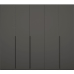 Dulap 251 cm lățime, 5 uși batante, compartimentare premium, culoare grafit, 223 cm înălțime - imagine 5