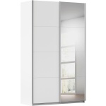 Dressing 136 cm lățime, 2 usi glisante, culoare alb alpin, finisaje metalice,191 cm înălțime, compartimentare premium - imagine 5