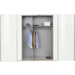 Dressing 350 cm lățime, 4 uși glisante, culoare alb alpin / stejar, 236 cm înălțime, compartimentare practică pentru dormitor - imagine 3
