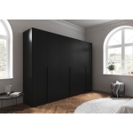 Dulap 301 cm lățime, 6 uși batante, culoare neagra, finisaj mat, 223 cm înălțime, compartimentare premium - imagine 2