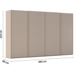 Dressing 360 cm lungime, 4 uși glisante, culoare casmir, finisaj mat, compartimentare premium, 223 cm înălțime - imagine 2