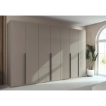 Dulap 350 cm lungime, 7 uși batante, culoare grafit, finisaj mat, compartimentare premium, 223 cm înălțime