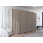 Dressing 360 cm lungime, 4 uși glisante, culoare casmir, finisaj mat, compartimentare premium, 223 cm înălțime