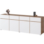 Comodă 225 cm latime, 4 sertare, 4 uși batante, culoare alb-stejar, 78 cm inaltime - imagine 4