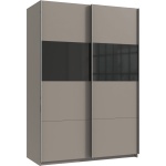 Dressing 135 cm lățime, 2 uși glisante, culoare gri sahara, 198 cm înălțime, compartimentare practică pentru dormitor - imagine 3