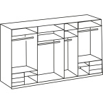 Dressing 350 cm lățime, 4 uși glisante, 6 sertare, culoare alb alpin, 236 cm înălțime, compartimentare practică pentru dormitor - imagine 2