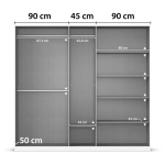 Dulap 226 cm lățime, culoare champagne, 6 uși batante, 210 cm înălțime, compartimentare premium - imagine 3
