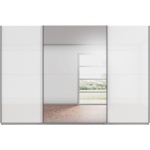 Dressing 315 cm lățime, 3 uși glisante, oglindă pe mijloc, culoare alb alpin / gri antracit, compartimentare premium, 229 cm înălțime - imagine 6
