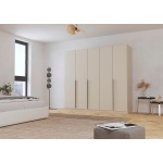 Dulap 226 cm lățime, culoare champagne, 6 uși batante, 210 cm înălțime, compartimentare premium